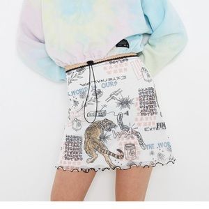 Urban Outfitters Tiger Print 90s Mesh Mini Skirt